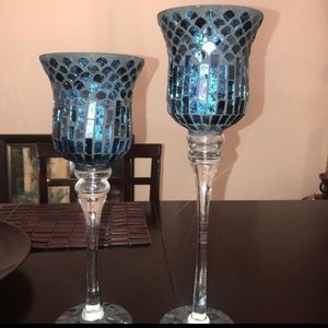HOBBY LOBBY MOSIAC LONG STEM CANDLE HOLDERS